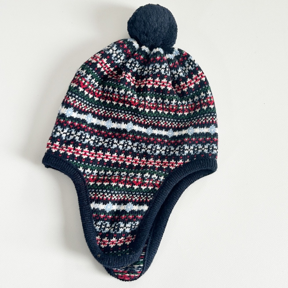 Thomas Brown Kids Winter Fair Isle Wool Cashmere Heritage Trapper Beanie Hat S/M